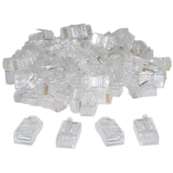 Коннекторы RJ45 8P8C, набор 100 шт, для кабеля Cat5/Cat5e/Cat6, сетевые разъёмы под обжим