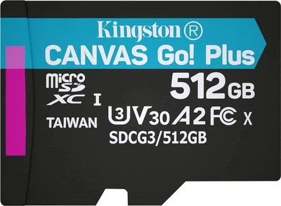 Карта пам'яті Kingston microSDXC 512GB Canvas Go! Plus Class 10 UHS-I U3 V30 A2 (SDCG3/512GBSP)
