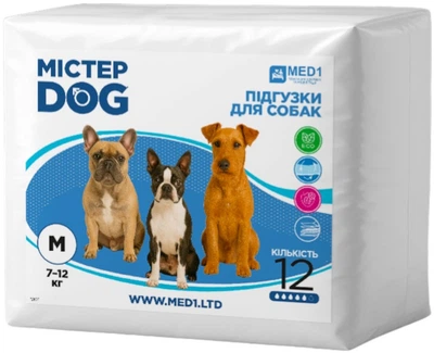 Памперси для собак MED1 Mister Dog розмір M 12 шт (MED1-MD-M)