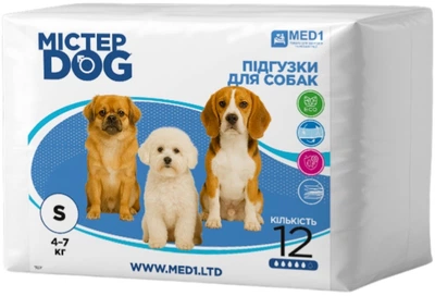 Памперси для собак MED1 Mister Dog розмір S 12 шт (MED1-MD-S)