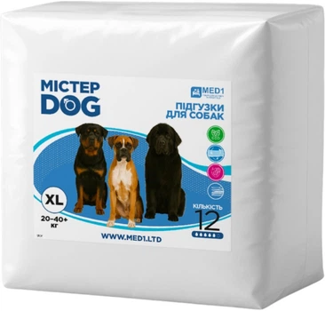Памперси для собак MED1 Mister Dog розмір XL 12 шт (MED1-MD-XL)