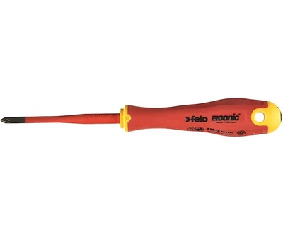 Отвертка FELO диэлектрическая крестовая ERGONIC VDE E-slim 1000V PZ1x80х105 мм (41519290)