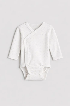 Боді H&M 1022957 44см білий бежевий горох