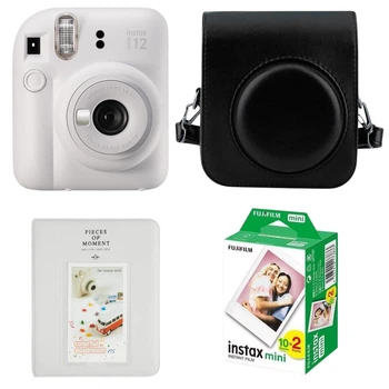 Подарунковий набір Fujifilm Instax Mini 12 Clay White Black (Чорно-Білий) / Камера + Чохол + Альбом 64 фото + 20 знімків / Gift Set 2026