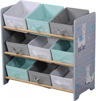 Organizer na zabawki Kesper z pojemnikami tekstylnymi szary (4000270177064)