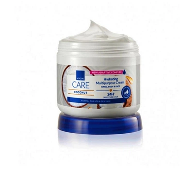 Мультифункциональный увлажняющий крем 3-в-1 для лица, рук и тела Avon Care Coconut Hidrating Multiporpose Cream hand, body & face 24H Moisture Lock с маслом кокоса 400 мл