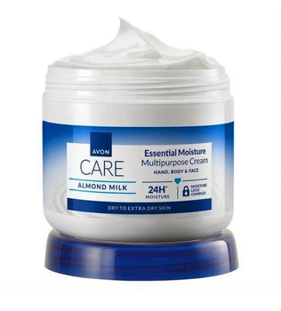 Многофункциональный увлажняющий крем 3-в-1 для лица, рук и тела Avon Care Almond Milk Essential Mouisture Multipurpose Cream hand, body & face 24H Moisture с глицерином, миндальным молочком и витамином Е 400 мл