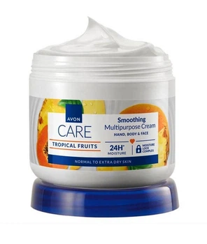 Многофункциональный разглаживающий крем 3-в-1 для лица, рук и тела Avon Care Tropical Fruits Smoothing Multiporpose Cream hand, body & face 24H Moisture с экстрактами ананаса, манго и папаи 400 мл