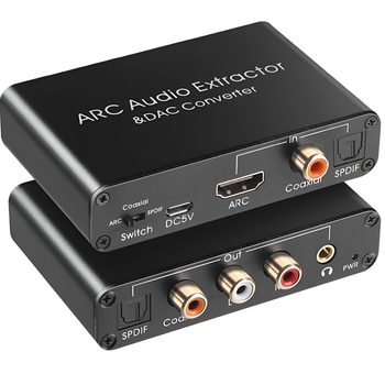 HDMI ARC аудио экстрактор 192kHz Addap HAE-03, ЦАП - конвертер звука с HDMI/SPDIF/Coaxial на RCA/AUX 3.5 мм/SPDIF/Coaxial для ТВ, саундбаров и усилителей (1312)