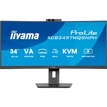 Монитор изогнутый с вебкамерой 34" IIYAMA ProLite XCB3497WQSNPH-B1 VA 3440x1440 120 Гц 350 кд/м² GbE Black