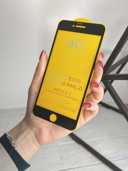 Глянцевое закаленное защитное стекло 9D для Apple iPhone 6 Plus / 6s Plus (Black, 9H)
