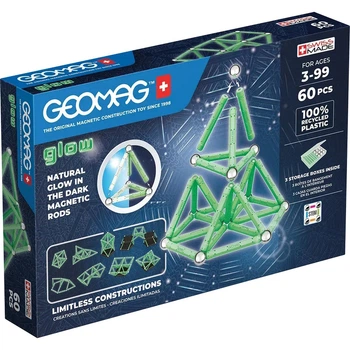 Магнітний конструктор "Геомаг-Glow" Geomag 338GM 60 деталей, світиться в темряві