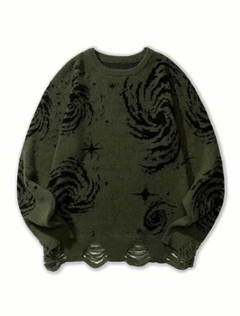 Рваний оверсайз светр зеленого кольору в стилі streetwear XL