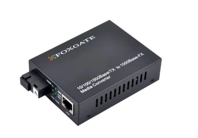Медіаконвертер FOXGATE EC-Q-1G-1SM-1310nm, 1310 WDM, 1x10/100/1000 Base-Tx, одноволоконний Full/Half duplex, SC 20km (0+70°C), + блок живлення 5V 1A