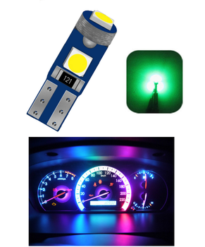 Світлодіодна автолампа T5 3030 3SMD — Насичений зелений колір 1шт
