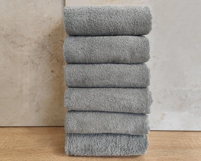 Набор турецких махровых однотонных полотенец Zeron 6 штук 50х90 Light Gray плотность 500 г/м2