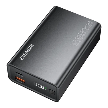 Павербанк Essager 20000mAh 65W PD 3.0 QC 4.0 для ноутбука, планшета та iPhone 17/16/15
