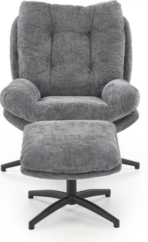 Fotel wypoczynkowy Halmar PESTO z podnóżkiemi funkcja kołyski Popielaty (5905248135741)