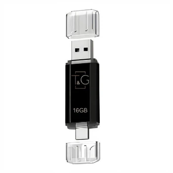 Флешка ЮСБ T&G 009 2&1 USB/Type C 16Gb USB Flash Drive 2.0 память 16 Гб Чорний