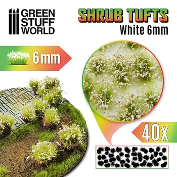 Кущі штучні Green Stuff World Shrubs Tufts - 6mm self-adhesive - WHITE (Кущі ПУЧКИ Самоклеючі БІЛІ)