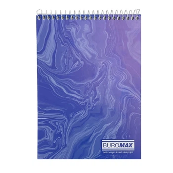 Зошит офісний Buromax MARBLE пружина А5 48арк. клітка м'яка палітурка синій (BM.2472-02)