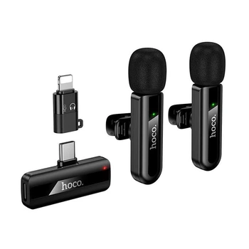 Микрофон HOCO Type-C/Lightning Fair wireless microphone L20A, 2.4G, 5-15m, 60mAh, 3-4h, black