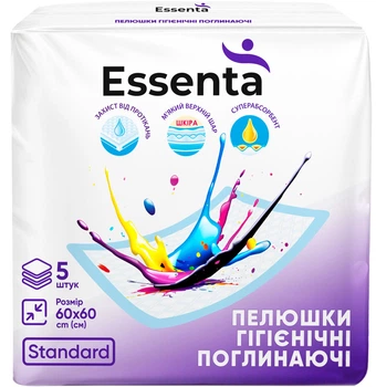 Пелюшки поглинаючі Essenta+ Standard 60х60 см 5 шт (4820264120094)