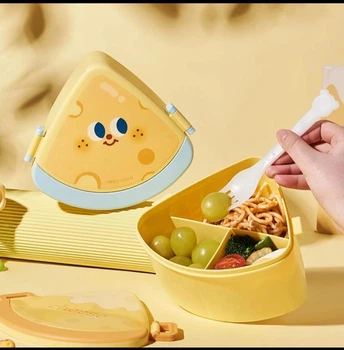 Ланч-бокс детский "Sweet Cheese" трехсекционный с вилкой Желтый