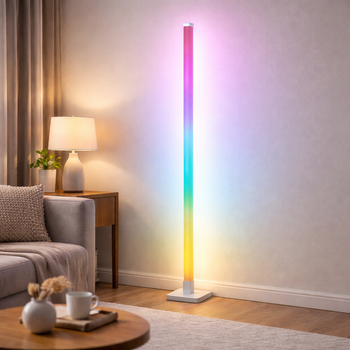 Світлодіодний торшер 5W підлоговий Valeso з інтерактивним світлом RGB з пультом білий IP20