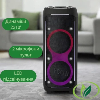 Караоке-колонка на колесах ZXX-6510 Bluetooth колонка з мікрофонами та пультом Акустична акумуляторна колонка з LED-підсвіткою
