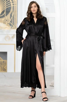 Женский шелковый халат Mia-Amore 3899-1 L/XL Черный