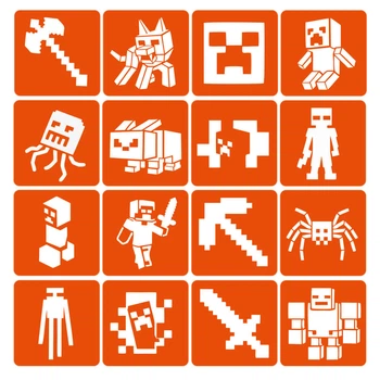Набор трафаретов для био-тату Fresh Tattoo "Minecraft" (Minecraft-6x6-16)