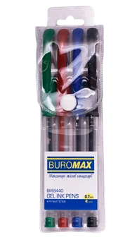 Набір з 4 гелевих ручок Buromax пластиковому пеналі (BM.8440)