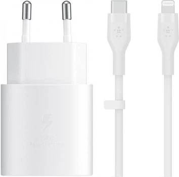 Мережевий зарядний пристрій Samsung Power Adapter EP-TA800 25W USB-C + кабель USB-C to Lightning 1м White (EP-TA800XWE) OEM