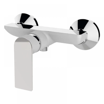 Смеситель для душа HAIBA ALEX 003 WHITE-CHROME латунный цвет белый+хром с лейкой, шлангом, кронштейном (HB9565)