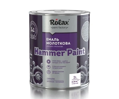 Молотковая эмаль алкидно-уретановая Rolax HAMMER PAINT черная 0.75 л 2