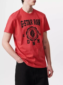 Футболка бавовняна довга чоловіча G-Star Raw 59470018(Finch) M Червона з принтом (3000698682462)