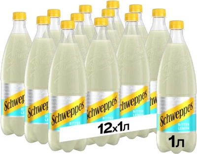 Упаковка безалкогольного напитка Schweppes Bitter Lemon 1 л х 12 бутылок (5449000044839)