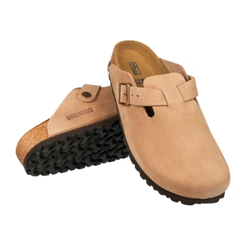 Замшевые шлепанцы Birkenstock Boston Latte Cream 39