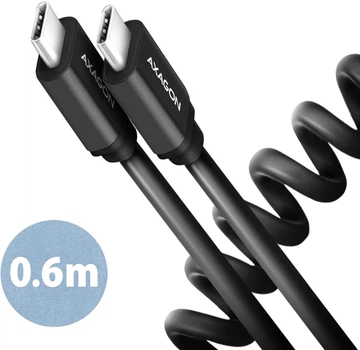 Кабель Axagon USB-C TO USB-C 60W 0.6 м Twister Black (8595247905895)