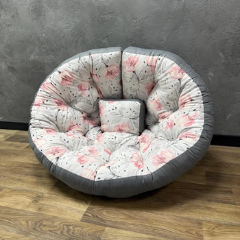 Безкаркасне крісло-матрац трансформер панама Multiflowers 160х80 см сіре