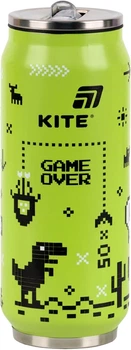 Термочашка с трубочкой Kite Game over 500 мл Зеленая (K25-1264-1)