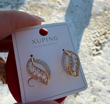 Серьги Листочки овал 2см Xuping Ювелирный Сплав (18к цвет золота 585п) 322-002