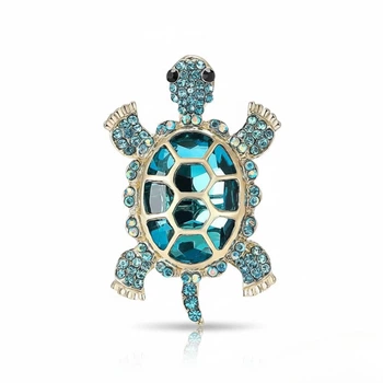 Брошка BROCHE біжутерія Черепаха з камінням блакитна BRBF115328