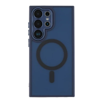 Противоударный Чехол TPU+PC Magnetic Matte Camera Lens with Magsafe для Samsung Galaxy S24 Ultra 5G (S928) Dark Blue