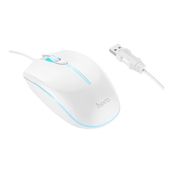 Ігрова USB Миша Hoco GM37 Wonderful gaming luminous LED підсвічування DPI 800, 1200, 1600 та 2400 кабель 1.4м White