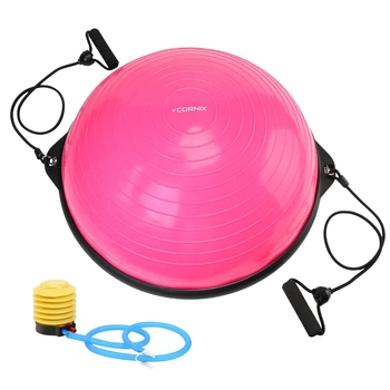 Балансировочная платформа (полусфера) Cornix Bosu Ball 58 см с эспандерами XR-0456 Pink