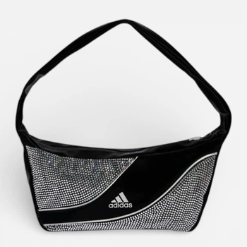 Спортивная сумка багет женская средняя Adidas Shoulderbag Small Rhinestones KE9595 Черная (4068805222863)