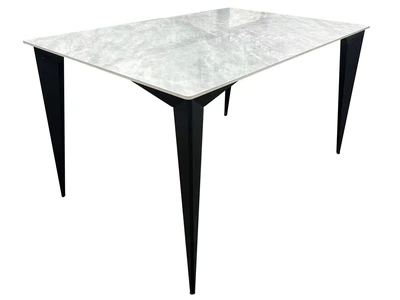 Стол NORMAN CERAMIC 140*90 Muie White глянец / Черный каркас Intarsio