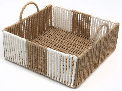 Кошик плетений Hold&Home прямокутний з ручками 30x20x9.5 см Бежево‑чорний (HW74795-2)